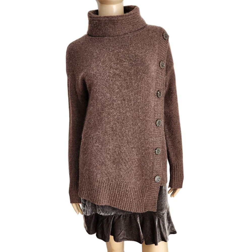 SAKS FIFTH AVENUE Brown Cashmere Turtleneck Sweater M